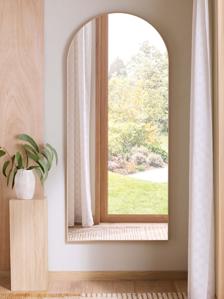 Oak Effect Extra Large Metal Arch Full Length Leaner Mirror - Image 2 of 5 Oak Effect Extra Large Metal Arch Full Length Leaner Mirror - Image 2 of 5