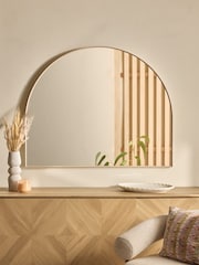 Oak Effect Wide Arch Over Mantle Wall Mirror - Image 1 of 4