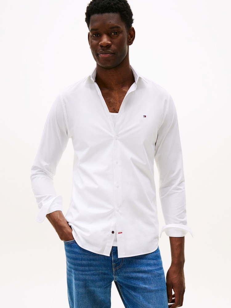 Tommy Hilfiger White Slim Flex Stretch Cotton Poplin Shirt - Image 1 of 5