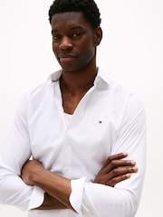 Tommy Hilfiger White Slim Flex Stretch Cotton Poplin Shirt - Image 4 of 5