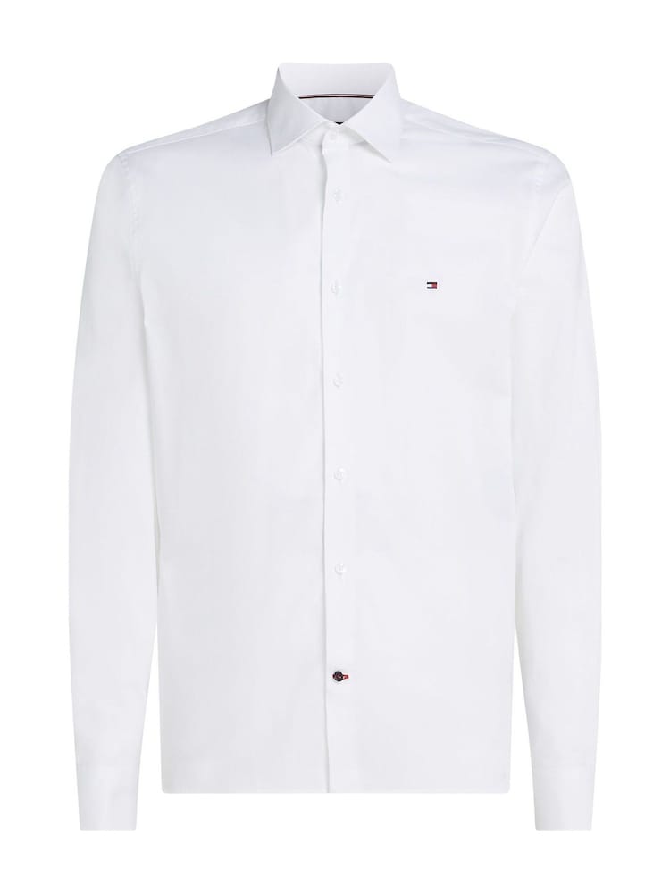 Tommy Hilfiger White Slim Flex Stretch Cotton Poplin Shirt - Image 5 of 5 Tommy Hilfiger White Slim Flex Stretch Cotton Poplin Shirt - Image 5 of 5