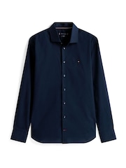 Tommy Hilfiger Blue Navy Slim Flex Stretch Cotton Poplin Shirt - Image 5 of 5
