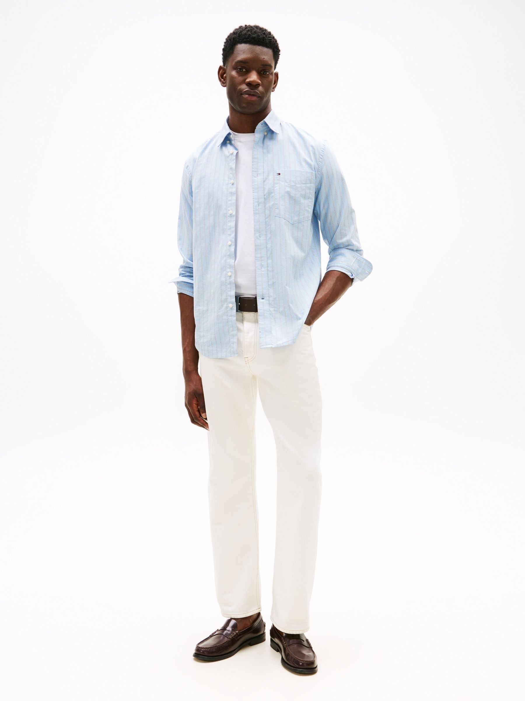 sup113様確認用 Buy Tommy Hilfiger Blue Regular Fit Stripe Oxford Shirt from Next