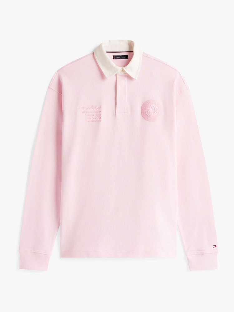 Tommy Hilfiger Pink Athleisure Crest Relaxed Rugby Shirt - Image 5 of 5 Tommy Hilfiger Pink Athleisure Crest Relaxed Rugby Shirt - Image 5 of 5