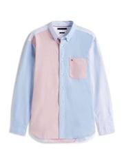 Tommy Hilfiger Blue Colour-Blocked Stripe Relaxed Fit Shirt - Image 4 of 4