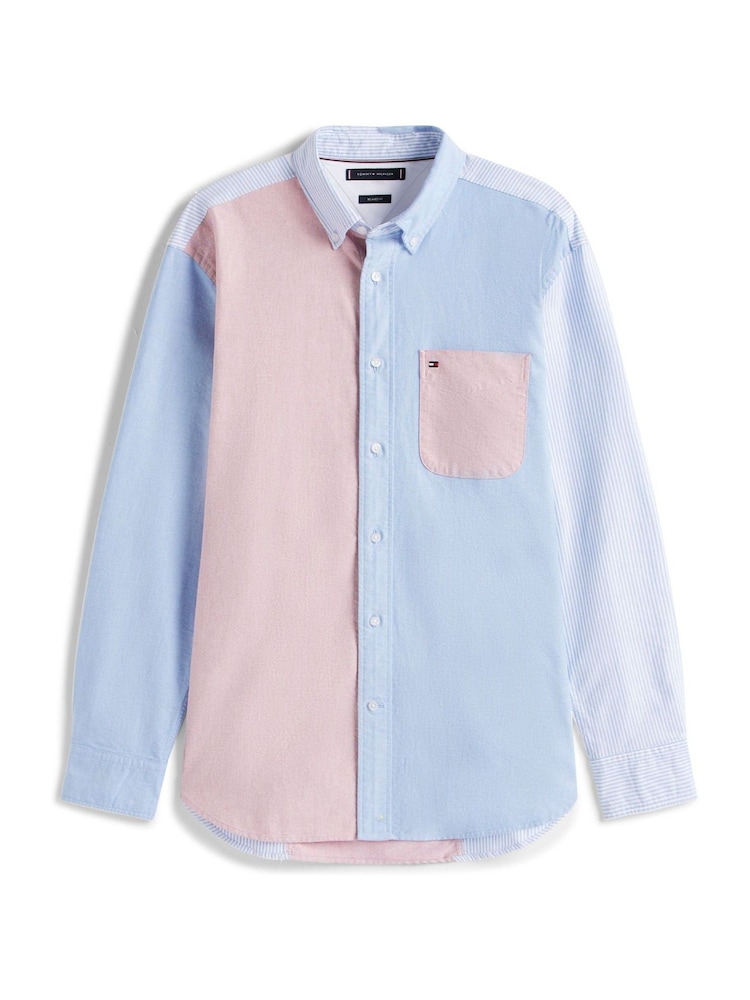 Tommy Hilfiger Blue Colour-Blocked Stripe Relaxed Fit Shirt - Image 4 of 4