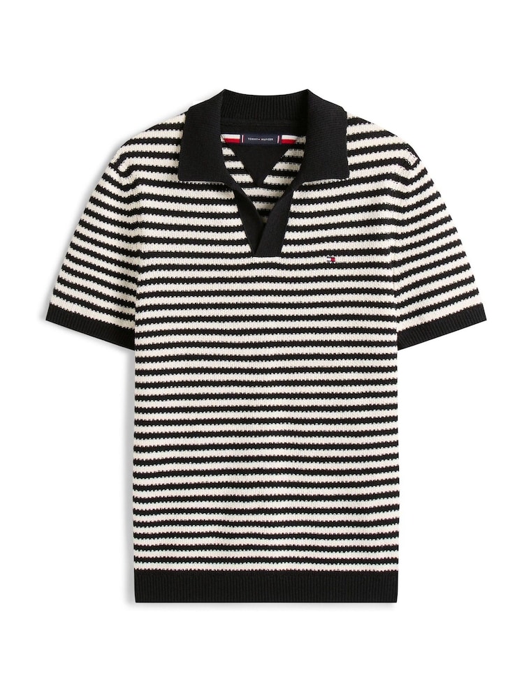 Tommy Hilfiger Black Knit Textured Polo Jumpers - Image 5 of 5 Tommy Hilfiger Black Knit Textured Polo Jumpers - Image 5 of 5
