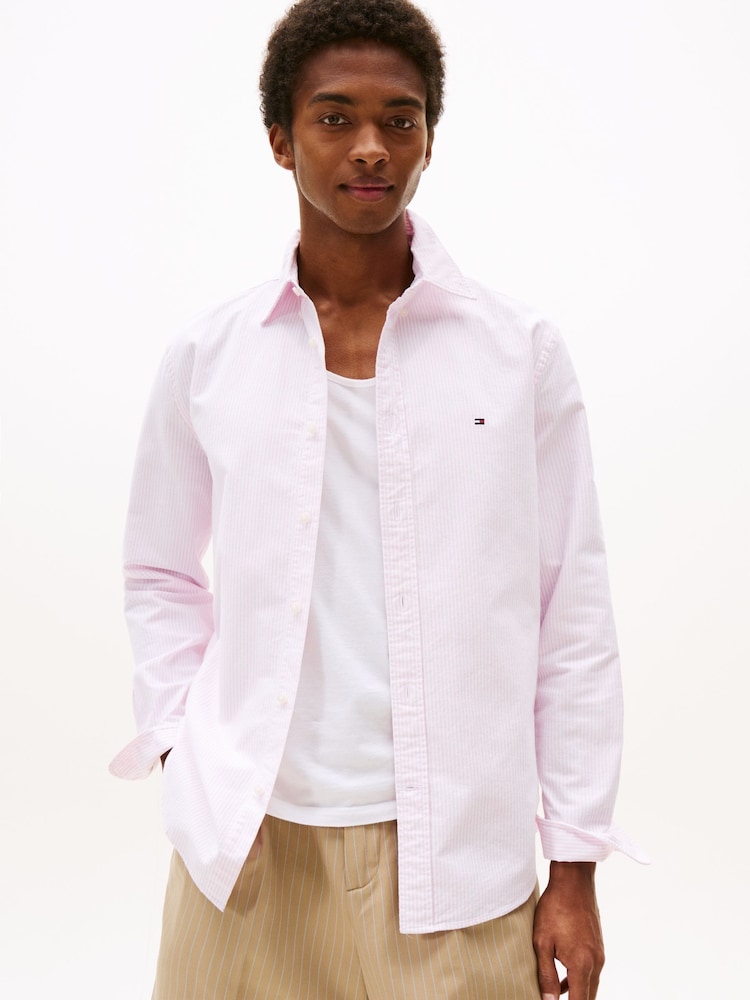 Tommy Hilfiger Pink Regular Fit Stripe Oxford Shirt - Image 1 of 1