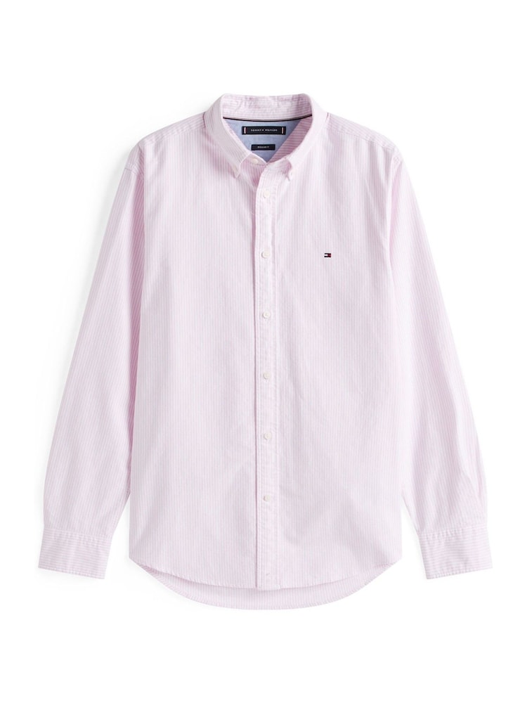 Tommy Hilfiger Pink Regular Fit Stripe Oxford Shirt - Image 4 of 4