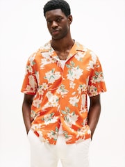 Tommy Hilfiger Orange Lightweight Floral Print Shirt - Image 1 of 5