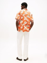 Tommy Hilfiger Orange Lightweight Floral Print Shirt - Image 2 of 5