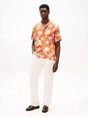 Tommy Hilfiger Orange Lightweight Floral Print Shirt - Image 3 of 5