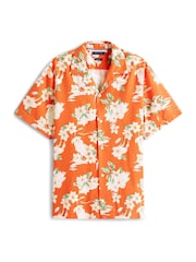 Tommy Hilfiger Orange Lightweight Floral Print Shirt - Image 5 of 5
