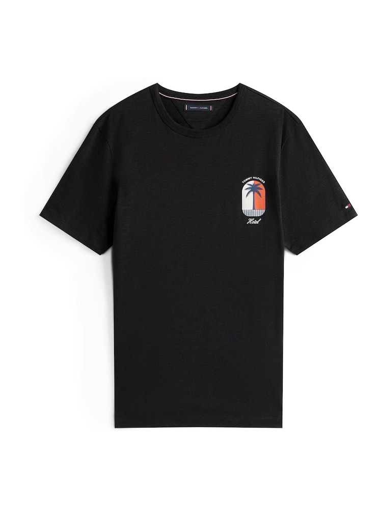 Tommy Hilfiger Black Tropical Logo Crew Neck T-Shirt - Image 5 of 5