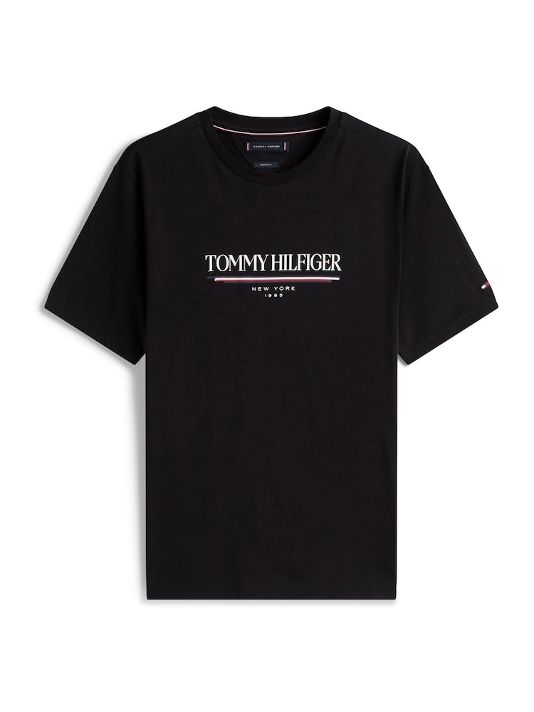Tommy Hilfiger Black Logo Crew Neck T-Shirt - Image 5 of 5