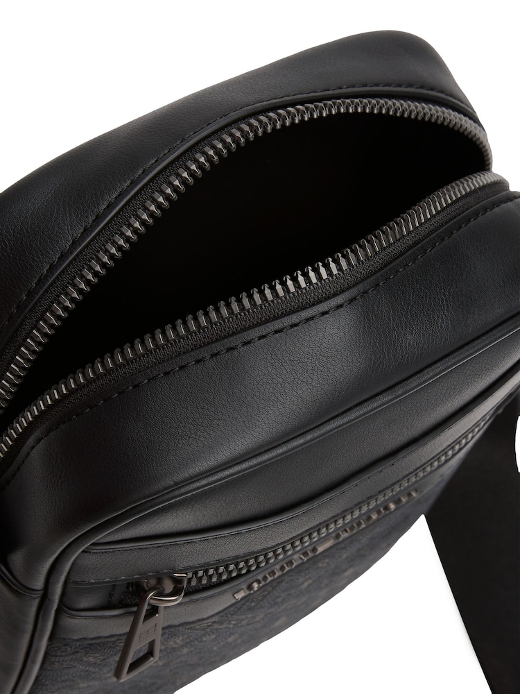 Tommy Hilfiger Black Monogram Cross-Body Reporter Bag - Image 3 of 4