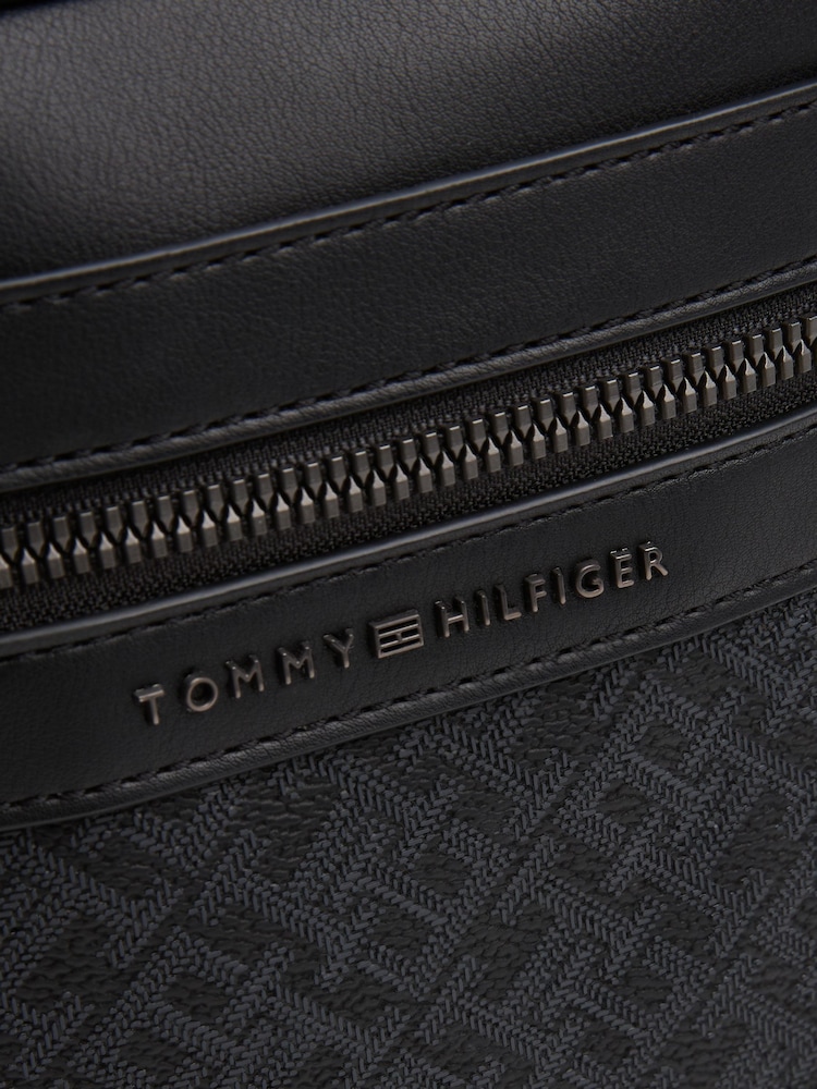 Tommy Hilfiger Black Monogram Cross-Body Reporter Bag - Image 4 of 4