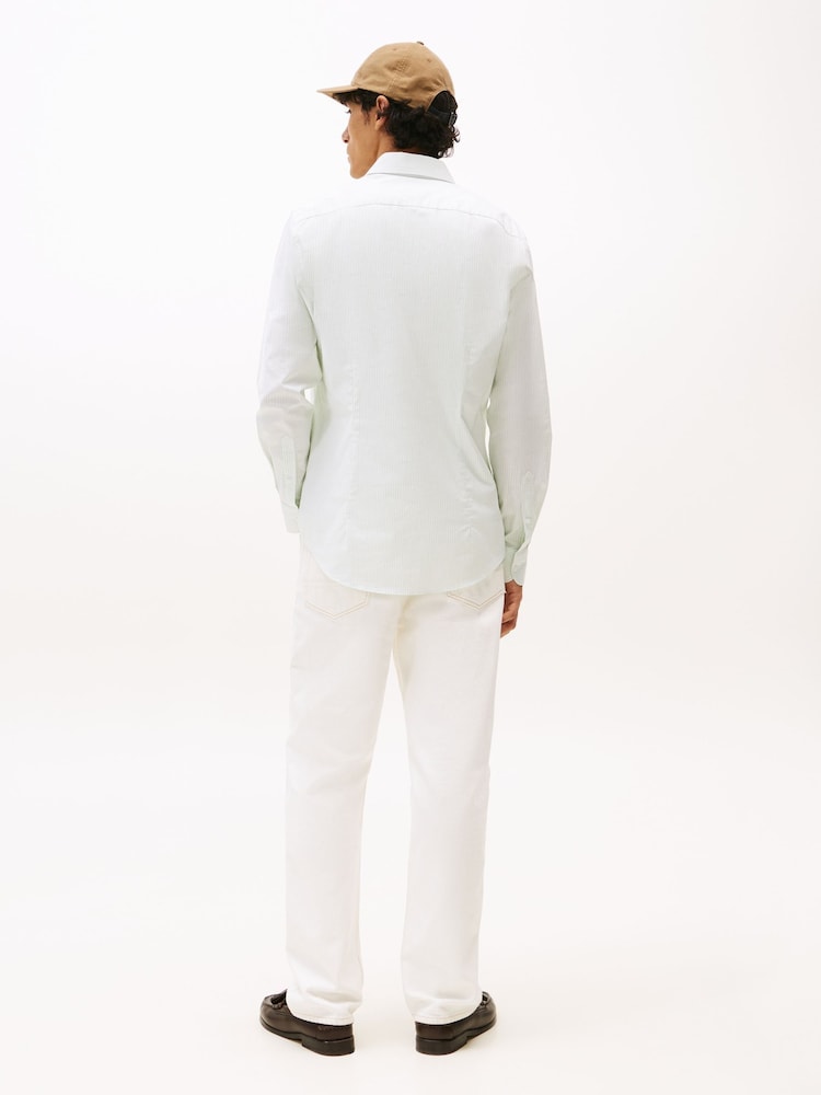 Tommy Hilfiger White Slim Stretch Stripe Shirt - Image 2 of 5