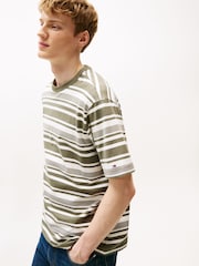 Tommy Hilfiger Green Stripe Relaxed T-Shirt - Image 4 of 5