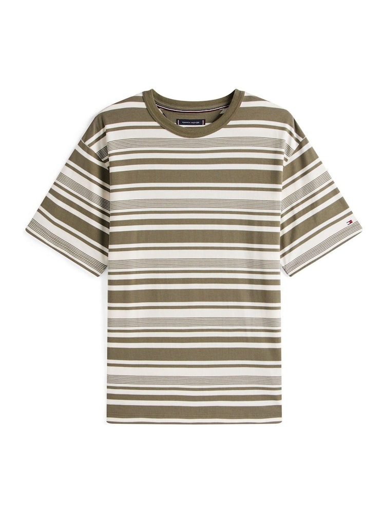 Tommy Hilfiger Green Stripe Relaxed T-Shirt - Image 5 of 5