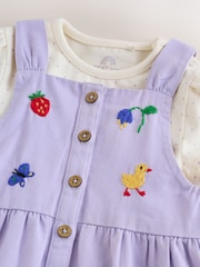 Purpuriu personaj - Set salopetă din denim și body pentru bebeluși 2 piese (0luni -2ani) - Imaginea 5 din 9