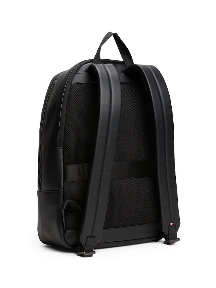 Tommy Hilfiger Black TH Monogram Textured Backpack - Image 2 of 5
