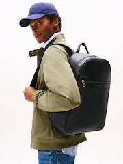 Tommy Hilfiger Black TH Monogram Textured Backpack - Image 5 of 5