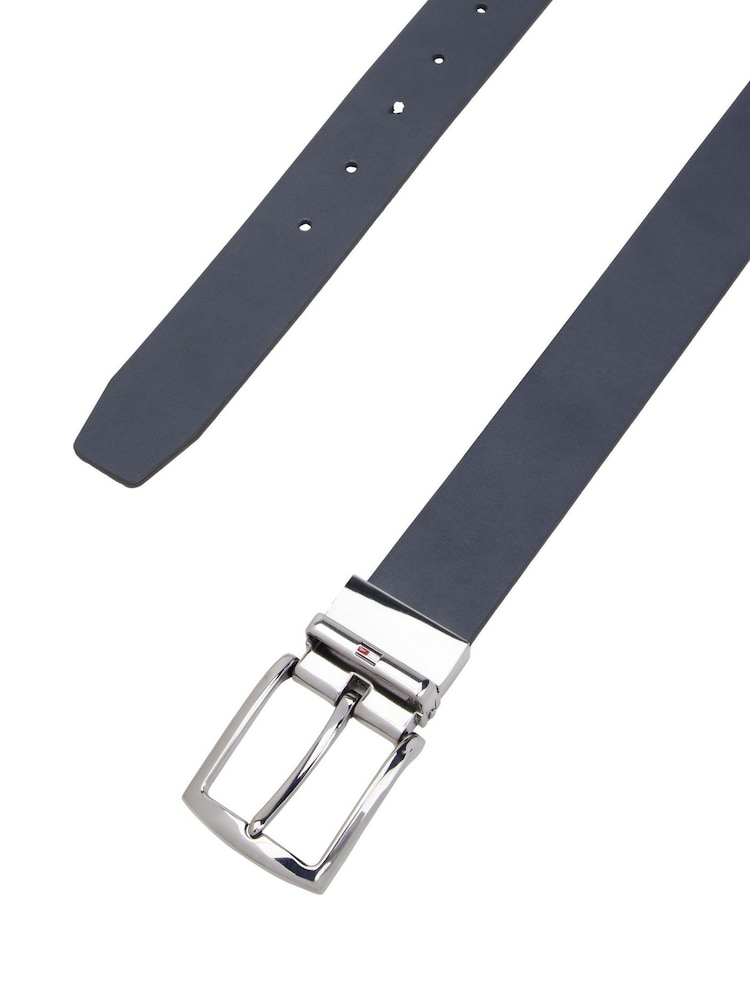 Tommy Hilfiger Blue Denton Reversible Square Buckle Leather Belt - Image 2 of 4