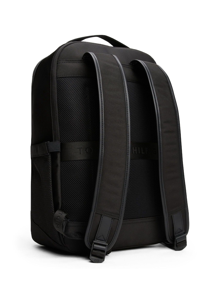 Tommy Hilfiger Black Metal Logo Travel Backpack - Image 2 of 5 Tommy Hilfiger Black Metal Logo Travel Backpack - Image 2 of 5