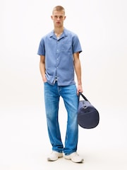 Tommy Jeans Blue Linen Blend Regular Short Sleeve Shirt - Image 2 of 5