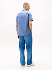 Tommy Jeans Blue Linen Blend Regular Short Sleeve Shirt - Image 3 of 5