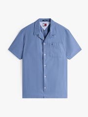 Tommy Jeans Blue Linen Blend Regular Short Sleeve Shirt - Image 5 of 5
