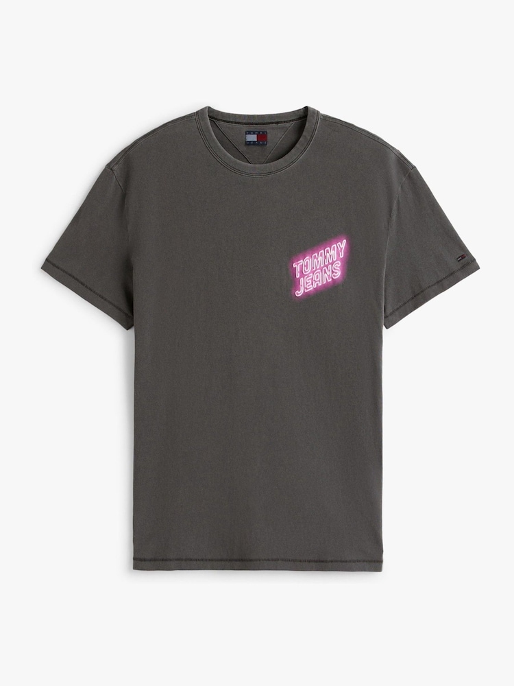 Tommy Jeans Black Dark Back Graphic Print Crew Neck T-Shirt - Image 4 of 4