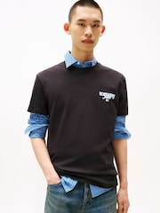 Tommy Jeans Black Signature Back Logo Crew Neck T-Shirt - Image 1 of 5