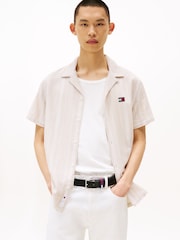 Tommy Jeans Natural Regular Fit Textured Short Sleeve Shirt - Image 1 of 5