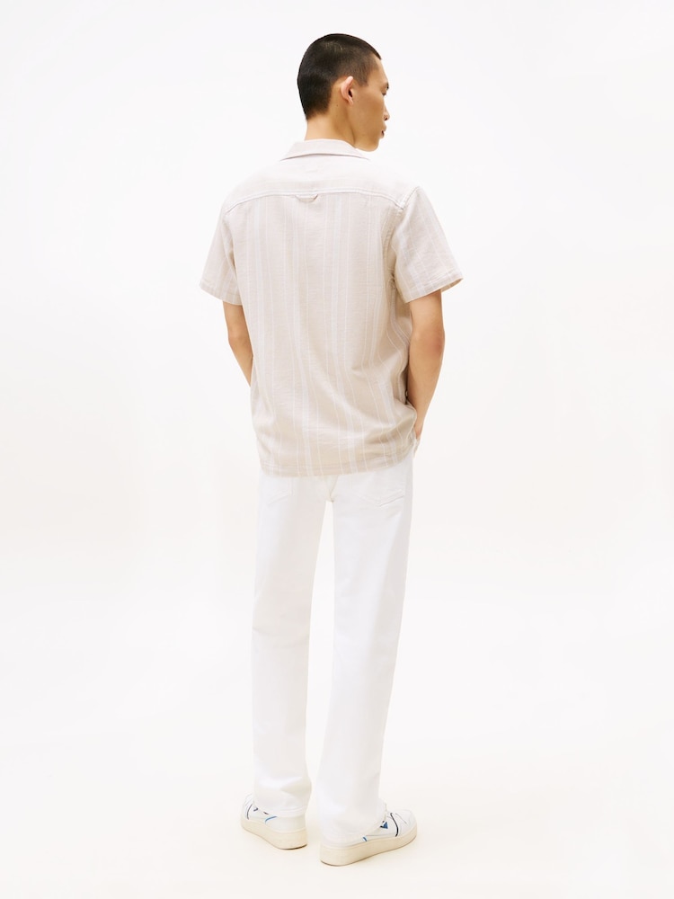 Tommy Jeans Natural Regular Fit Textured Short Sleeve Shirt - Image 2 of 5