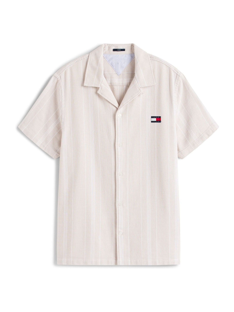 Tommy Jeans Natural Regular Fit Textured Short Sleeve Shirt - Image 5 of 5