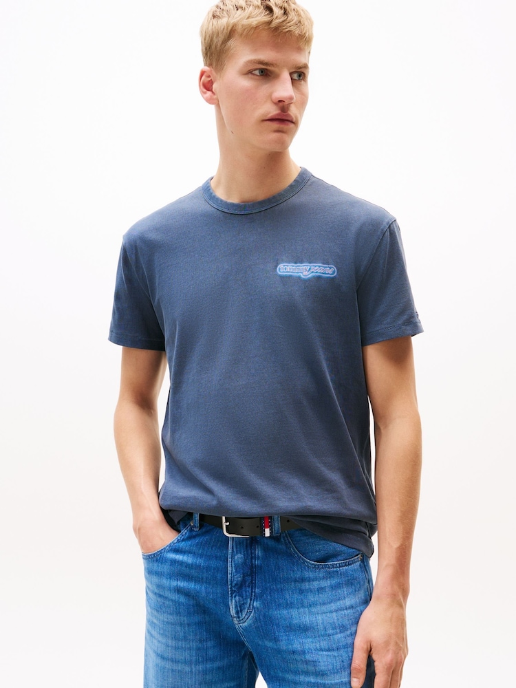Tommy Jeans Blue Back Graphic Print Crew Neck T-Shirt - Image 1 of 5