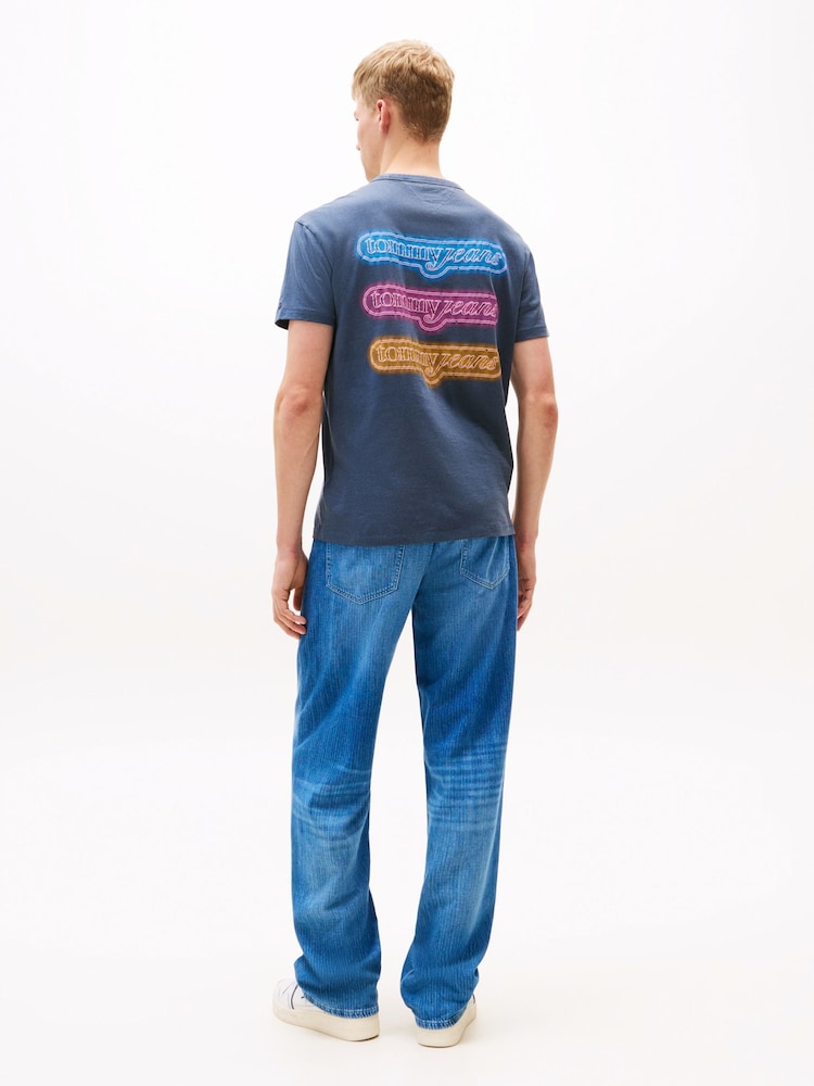 Tommy Jeans Blue Back Graphic Print Crew Neck T-Shirt - Image 2 of 5