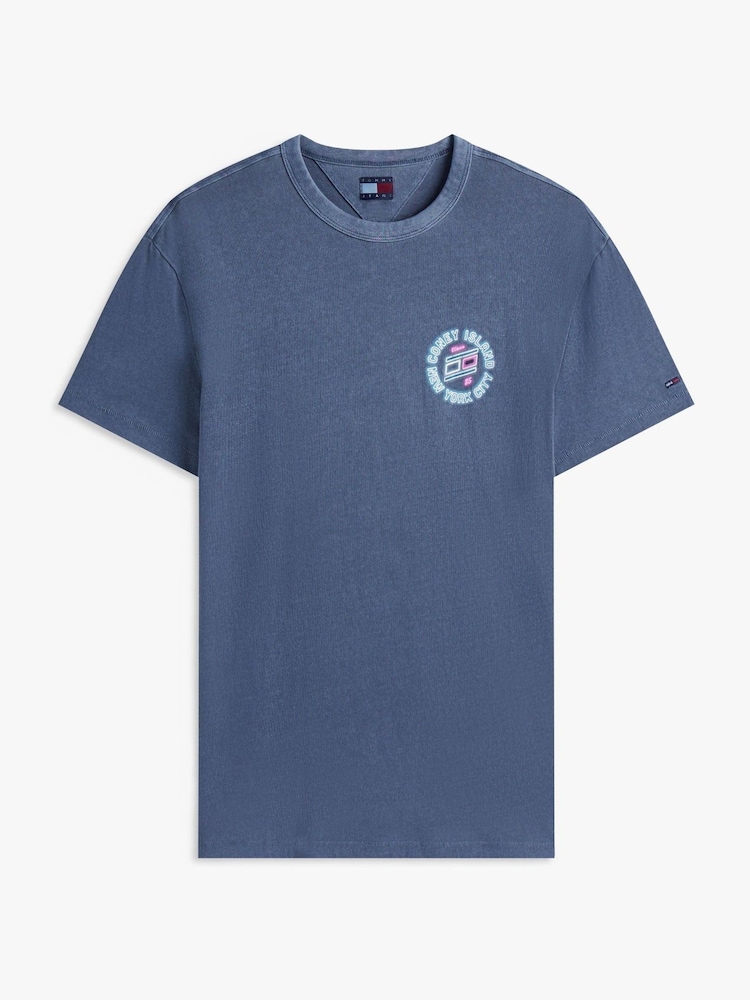 Azul - Tommy Jeans Back Graphic Print Crew Neck T-Shirt - Imagen 4 de 4