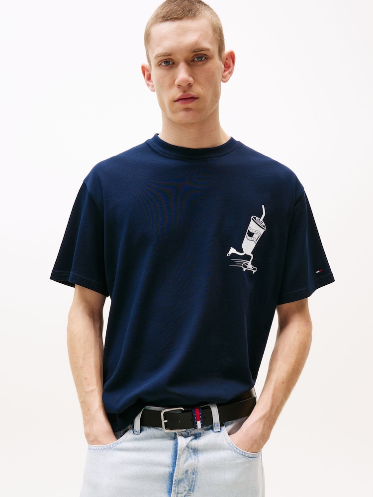 Tommy Jeans Blue Back Logo Graphic Print Relaxed T-Shirt - Image 1 of 5