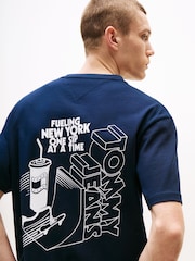 Tommy Jeans Blue Back Logo Graphic Print Relaxed T-Shirt - Image 4 of 5
