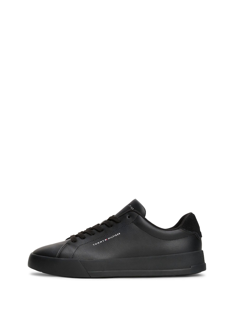 Tommy Hilfiger Black Contrast Heel Court Trainers - Image 2 of 4