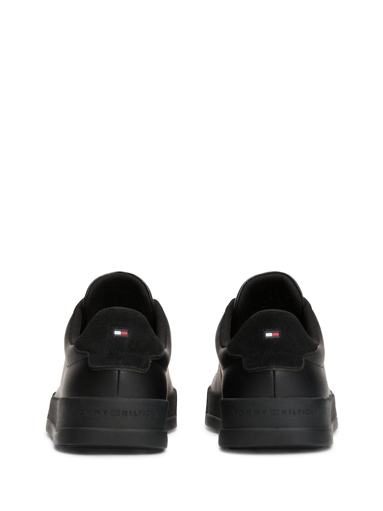 Tommy Hilfiger Black Contrast Heel Court Trainers - Image 4 of 4