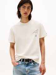 Tommy Jeans Cream Signature Back Logo Crew Neck T-Shirt - Image 1 of 5