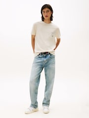 Tommy Jeans Cream Signature Back Logo Crew Neck T-Shirt - Image 3 of 5