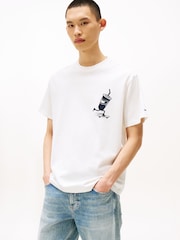 Tommy Jeans White Back Logo Graphic Print Relaxed T-Shirt - Image 1 of 4
