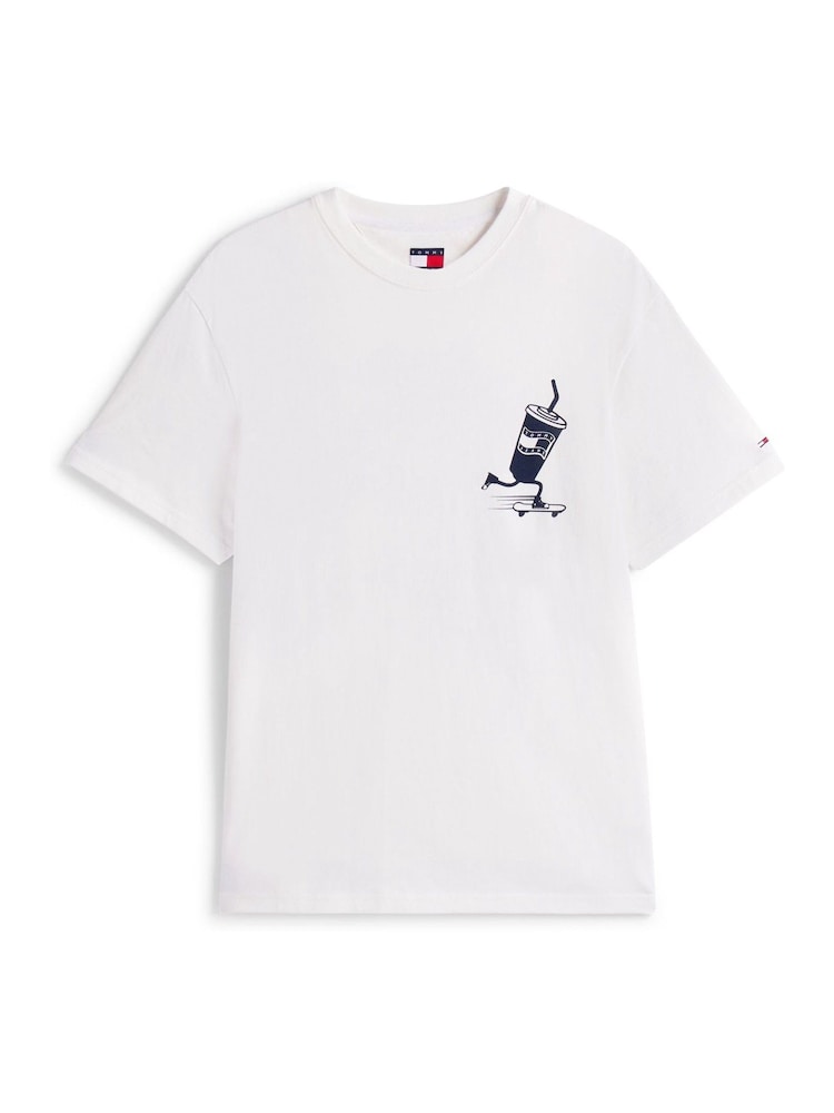 Tommy Jeans White Back Logo Graphic Print Relaxed T-Shirt - Image 4 of 4