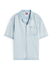Tommy Jeans Blue Relaxed Fit Short Sleeve Lightweight Denim Shirt - Image 5 of 5
