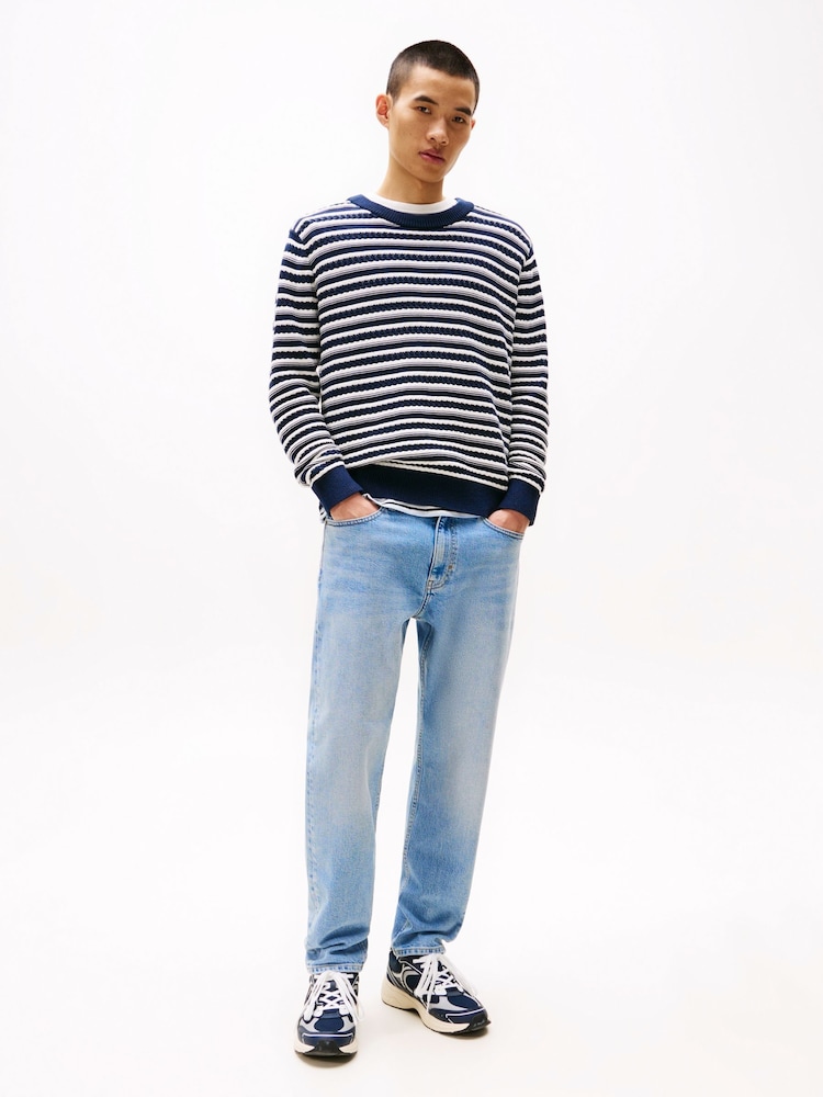 Tommy Jeans Blue Relaxed Isaac Whiskered Tapered Jeans - Image 2 of 5